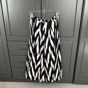 Banana Republic Neutral,  Black and White Patterned Midi Skirt